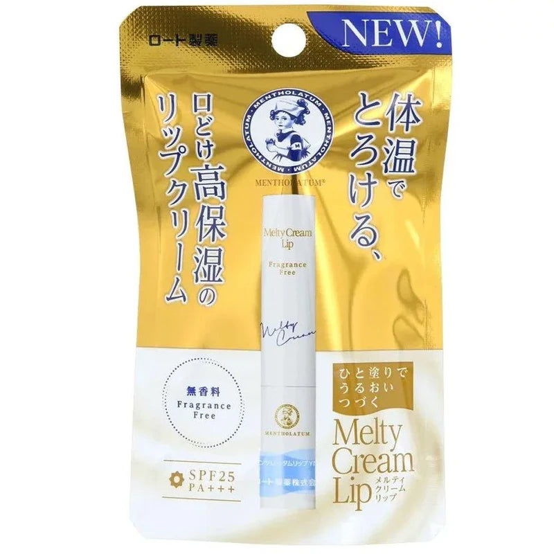 Rohto Mentholatum Melty Cream Lip Balm – Fragrance Free SPF 25+++ (2.4 g)