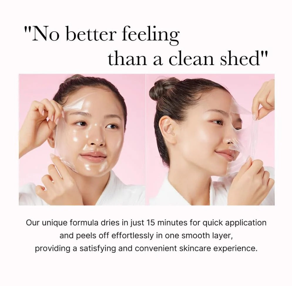 Two women applying a skincare product with text about its quick application and convenient experience.