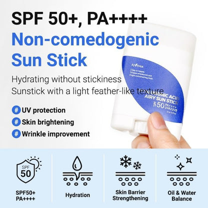 ISNTREE - Hyaluronic Acid Airy Sun Stick, SPF50+ PA++++