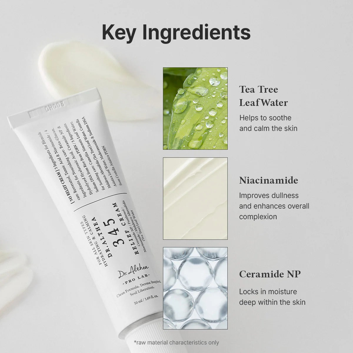 Dr. Althea 345 White Cream with key ingredients listed on a white background