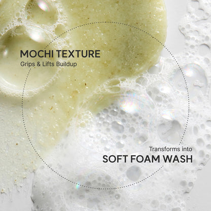Mochi texture product with text on a white background