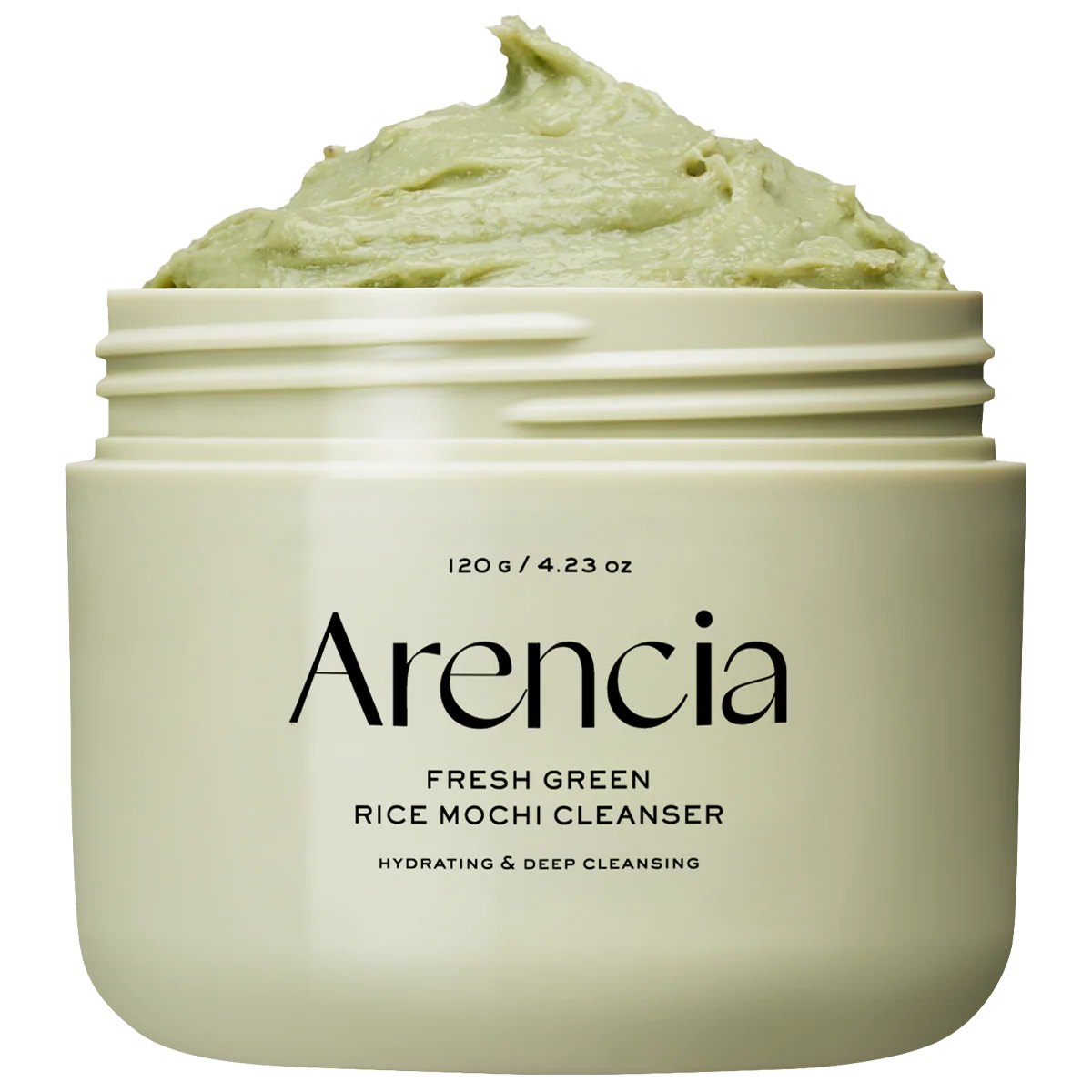 Jar of Arencia Fresh Green Rice Mochi Cleanser on a white background