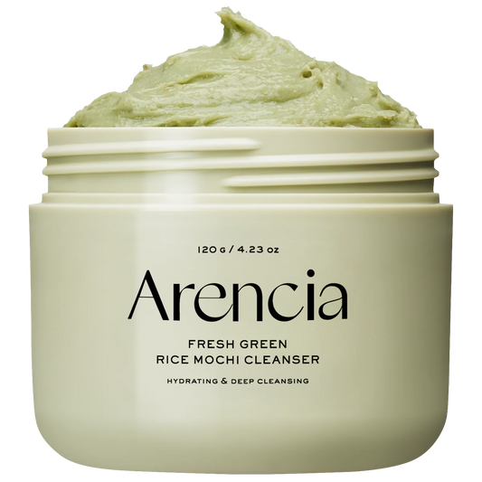 Jar of Arencia Fresh Green Rice Mochi Cleanser on a white background
