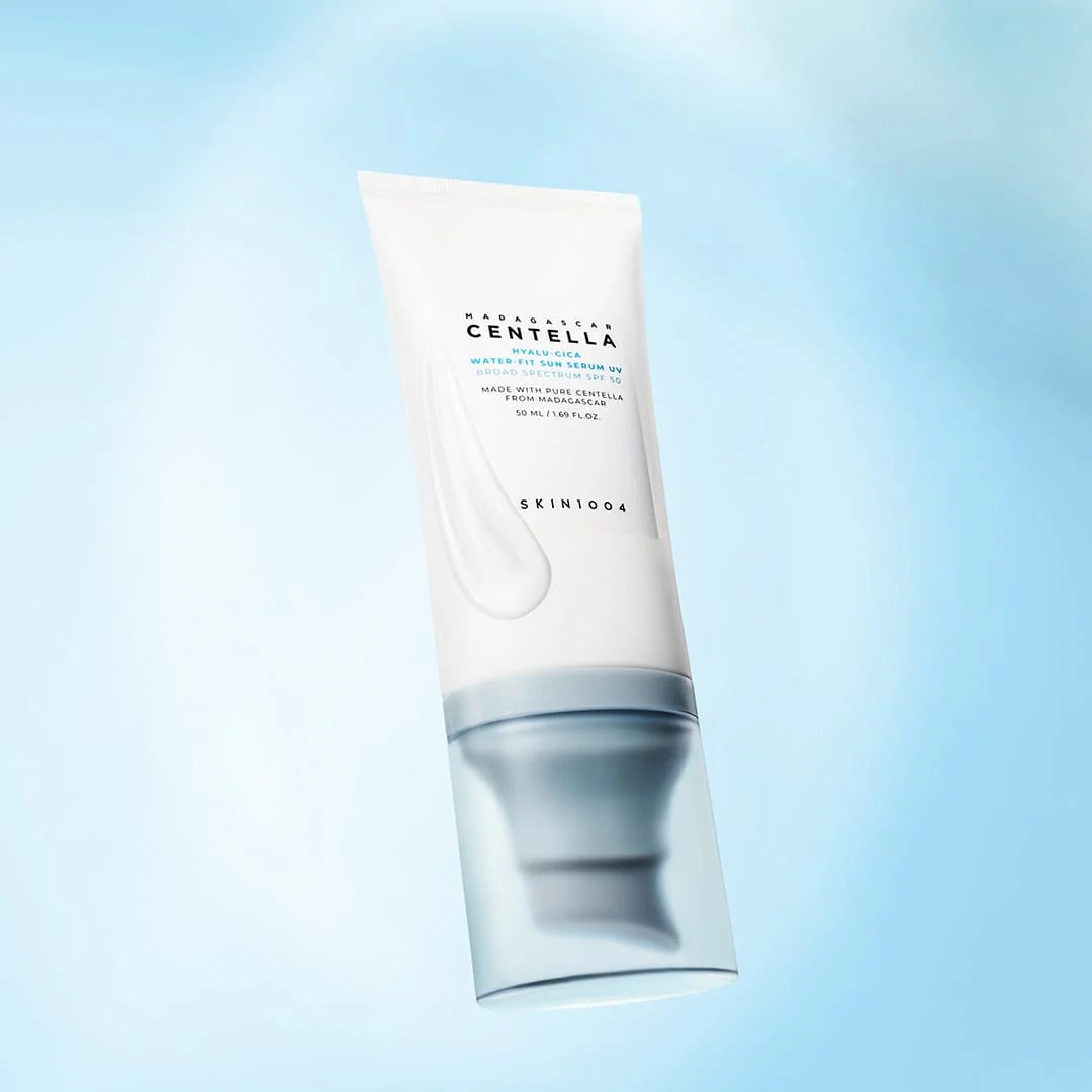 Skincare tube with blue gradient background