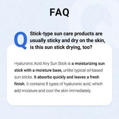 ISNTREE - Hyaluronic Acid Airy Sun Stick, SPF50+ PA++++